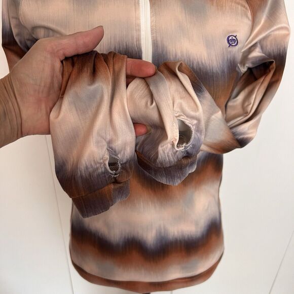 Born Outdoor 1/2 Zip Long Sleeve Stretch Ombré Pattern Thumbholes M Hiking Top - Picture 3 of 8